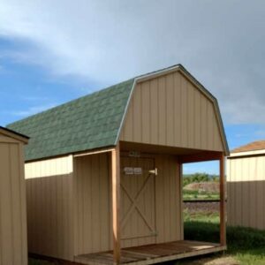 Loft Style Wood Storage Sheds With a 4 ft. Deck on Front's feature image